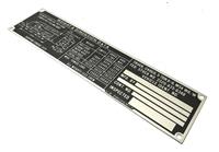 Data Plate Tag M54 Cargo Truck without Winch 5 Ton 6x6 Weight and